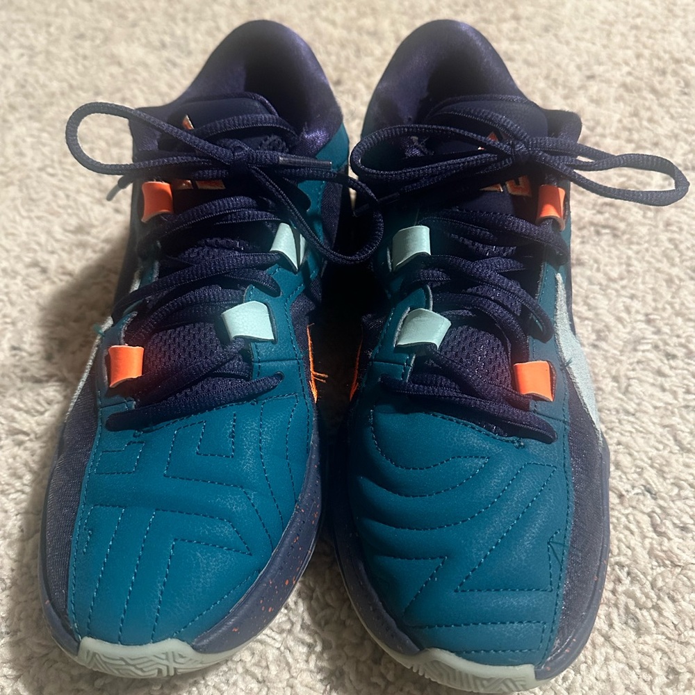 Nike Zoom Freak 5 Nigerian Nightmare Navy and Teal Basketball Shoes - Picture 2 of 7